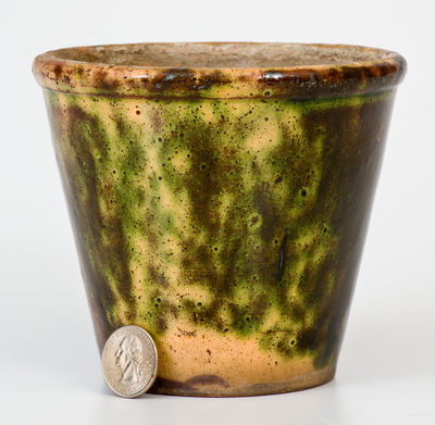 Glazed Pennsylvania Redware Flowerpot, c1850-1885