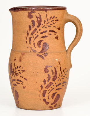 Stenciled Tanware Pitcher, New Geneva or Greensboro, PA origin, circa 1885