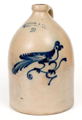 J. NORTON & CO. / BENNINGTON, VT Stoneware Bird Jug