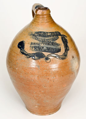 Fine C. CROLIUS / MANUFACTURER / MANHATTAN WELLS / NEW-YORK Incised Jug