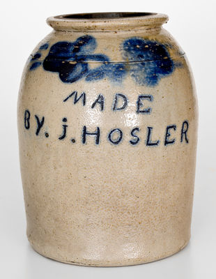 Rare Stoneware Snuff Jar MADE BY J. HOSLER, probably Ohio origin