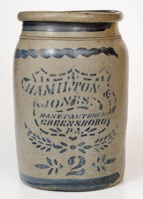 HAMILTON & JONES / MANUFACTURERS / GREENSBORO / PA Stoneware Jar