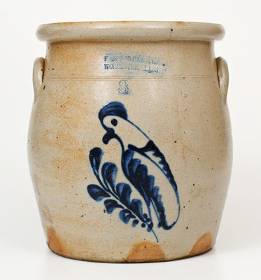 F.B. NORTON & CO. / WORCESTER, MA Stoneware Parrot Crock