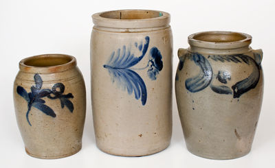 Three Cobalt-Decorated Baltimore Stoneware Jars