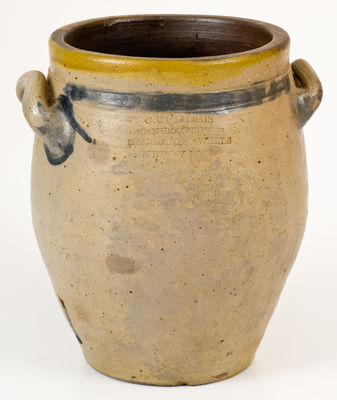 C. CROLIUS / MANUFACTURER / MANHATTAN-WELLS / NEW-YORK Stoneware Jar