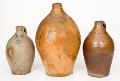 Three Connecticut Salt-Glazed Stoneware Jugs, early 19th century