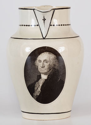 George Washington Creamware Herculaneum Pitcher, Liverpool, England, early 19th century