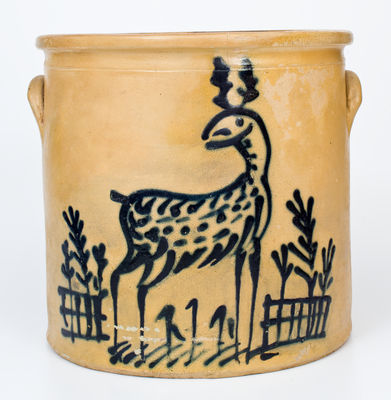 Stoneware Deer Crock attrib. Edmands & Co., Charlestown, Mass., circa 1860