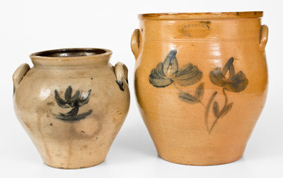 Two Cobalt-Decorated Northeastern U.S. Stoneware Jars