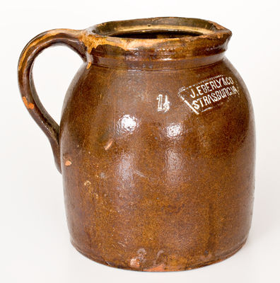 J. EBERLY & CO / STRASBURG, Virginia Redware Bean Pot