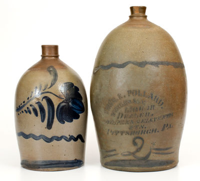 Two Cobalt-Decorated Greensboro, Pennsylvania Stoneware Jugs