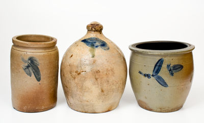 Three Pieces of Cobalt-Decorated American Stoneware, 19th century