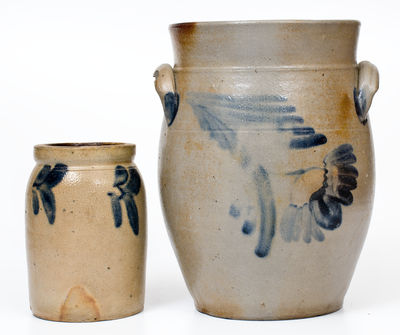 Two Cobalt-Decorated Mid-Atlantic Stoneware Jars, second half 19th century