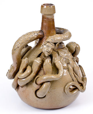 Extremely Rare and Important Anna Pottery Stoneware Snake Jug