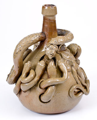 Extremely Rare and Important Anna Pottery Stoneware Snake Jug