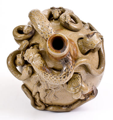 Extremely Rare and Important Anna Pottery Stoneware Snake Jug