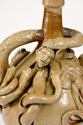 Extremely Rare and Important Anna Pottery Stoneware Snake Jug