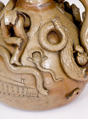 Extremely Rare and Important Anna Pottery Stoneware Snake Jug