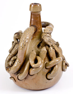 Extremely Rare and Important Anna Pottery Stoneware Snake Jug