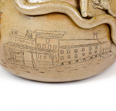 Extremely Rare and Important Anna Pottery Stoneware Snake Jug