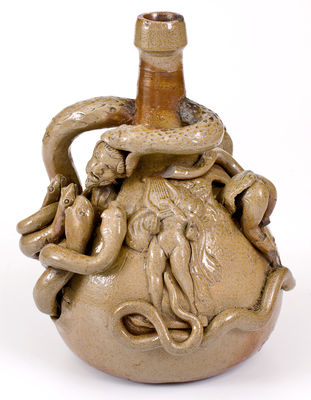Extremely Rare and Important Anna Pottery Stoneware Snake Jug