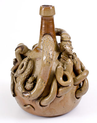 Extremely Rare and Important Anna Pottery Stoneware Snake Jug
