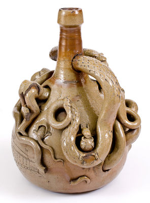 Extremely Rare and Important Anna Pottery Stoneware Snake Jug