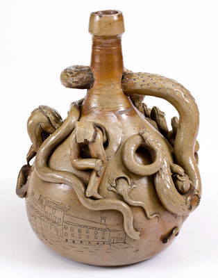 Extremely Rare and Important Anna Pottery Stoneware Snake Jug