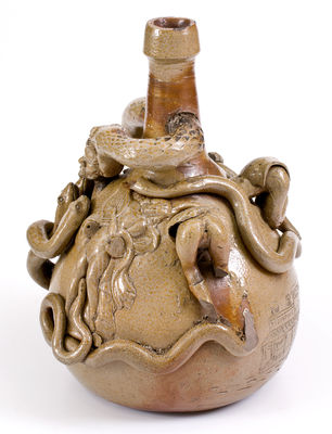 Extremely Rare and Important Anna Pottery Stoneware Snake Jug