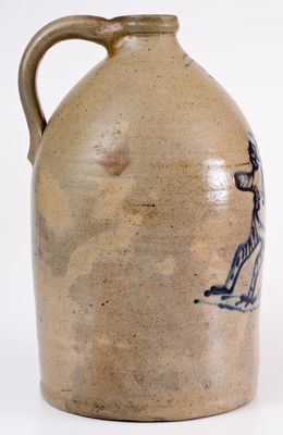 Extremely Rare W-A-LEWIS / GALESVILLE-N-Y Figural-Decorated Stoneware Jug