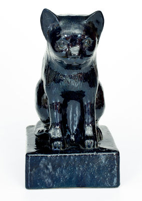 Large Blue-Glazed Figure of a Seated Cat, Ohio