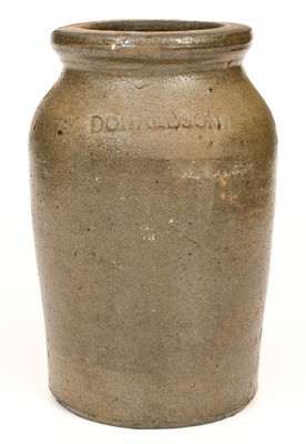 Exceedingly Rare DONALDSON (Denton County, Texas) Stoneware Jar