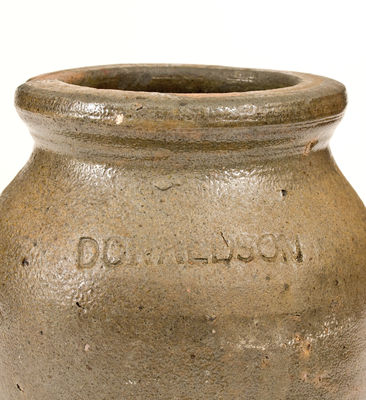 Exceedingly Rare DONALDSON (Denton County, Texas) Stoneware Jar