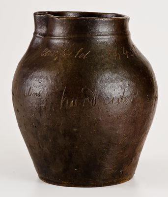 Rare Canfield, Ohio 1845 Stoneware Jar w/ Multiple Incised Slogans