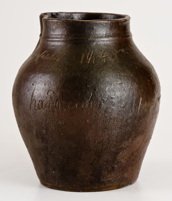 Rare Canfield, Ohio 1845 Stoneware Jar w/ Multiple Incised Slogans