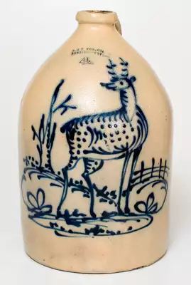 Exceptional 4 Gal. J. & E. NORTON / BENNINGTON, VT Stoneware Jug w/ Outstanding Standing Deer Decoration
