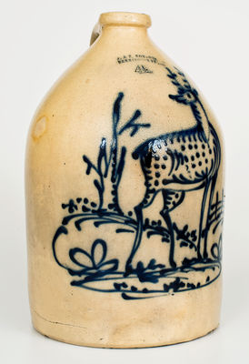 Exceptional 4 Gal. J. & E. NORTON / BENNINGTON, VT Stoneware Jug w/ Outstanding Standing Deer Decoration