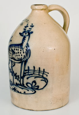 Exceptional 4 Gal. J. & E. NORTON / BENNINGTON, VT Stoneware Jug w/ Outstanding Standing Deer Decoration