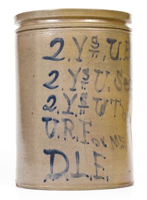 Extremely Rare and Important Shenandoah Valley Stoneware Poem Jar by D. L. Eberly.