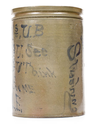 Extremely Rare and Important Shenandoah Valley Stoneware Poem Jar by D. L. Eberly.