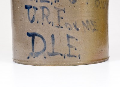 Extremely Rare and Important Shenandoah Valley Stoneware Poem Jar by D. L. Eberly.
