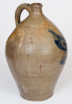 Rare and Fine Manhattan Stoneware Jug w/ Large Incised Bird Decoration, probably Crolius Family, late 18th / early 19th century