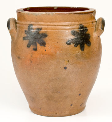 Fine Half-Gallon C. CROLIUS / NEW-YORK Stoneware Jar w/ Cobalt Star Decoration, c1820