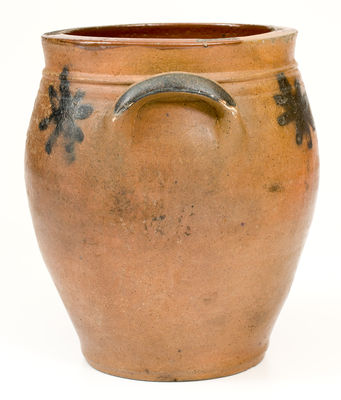 Fine Half-Gallon C. CROLIUS / NEW-YORK Stoneware Jar w/ Cobalt Star Decoration, c1820