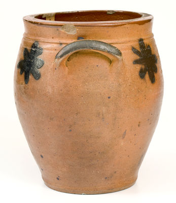 Fine Half-Gallon C. CROLIUS / NEW-YORK Stoneware Jar w/ Cobalt Star Decoration, c1820