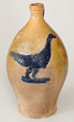 Rare One-Gallon Incised Stoneware Jug w/ Large Incised Bird Decoration