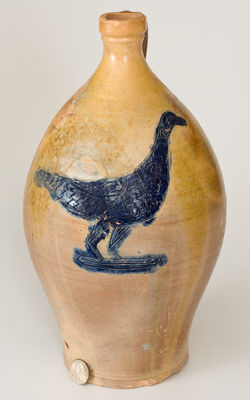 Rare One-Gallon Incised Stoneware Jug w/ Large Incised Bird Decoration