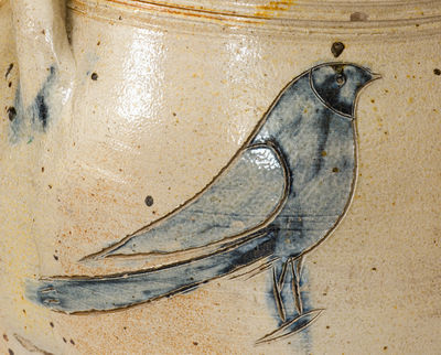 Fine Albany, New York Stoneware Jar w/ Two-Sided Incised Bird Decoration, c1800-1810