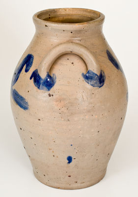 Unusual Two-Gallon Stoneware Jar w/ Swan Decoration, possibly Albany, early 19th century