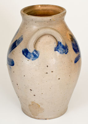 Unusual Two-Gallon Stoneware Jar w/ Swan Decoration, possibly Albany, early 19th century